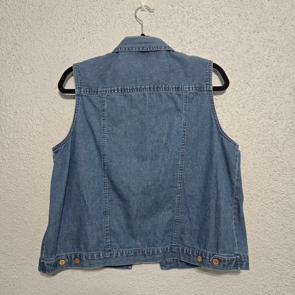 Lemon Grass Button Up Art To Wear Sleeveless Vest Womens M Animal Embroidered - Picture 2 of 6